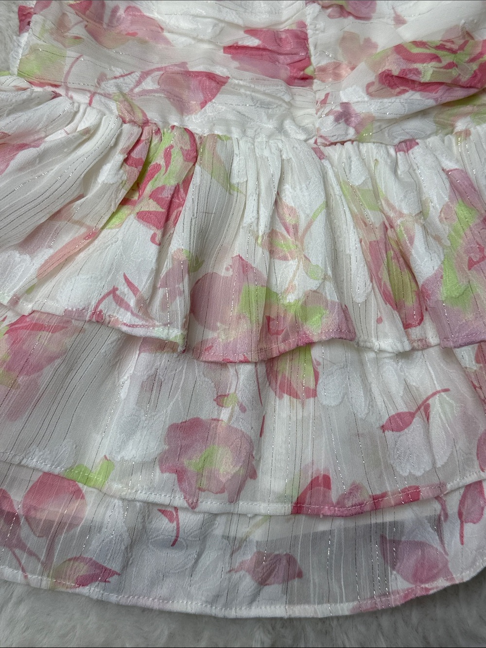 NWT Hello Molly Flora’s Dream Mini Dress S Pink Floral Puff Sleeve Ruffle Party - Picture 12 of 16